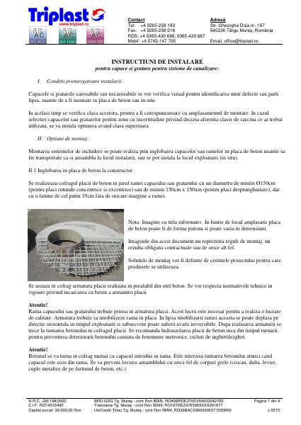 Uputstvo za ugradnju poklopaca i rešetki